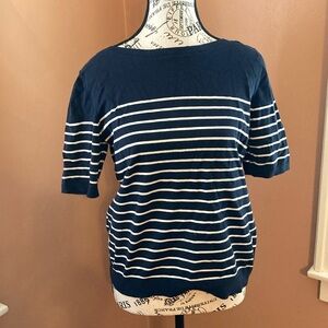Navy blue and white striped top for a jaunty nautical look!